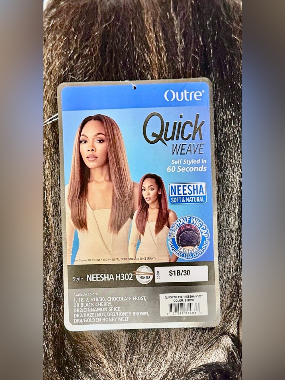 NWT Outre Quick Weave Neesha H302 Half Wig - S1B/30 Brown Blend